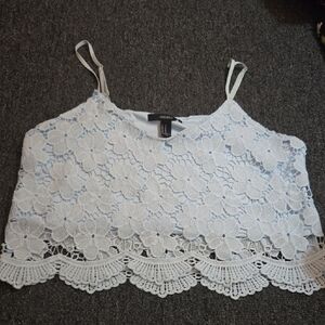 Forever 21 White Lace Floral Crop Top